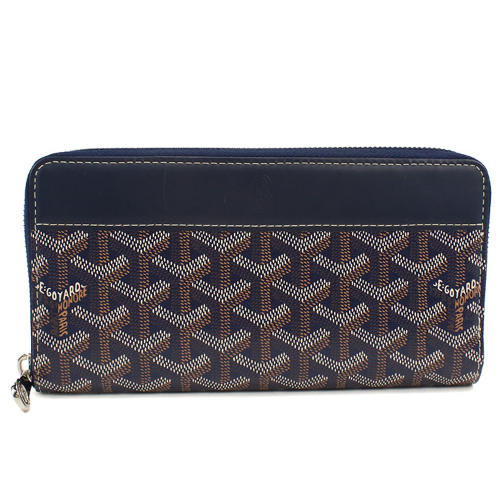 GOYARD Matignon GM Wallet, Round Zipper, Navy, for Men and Women